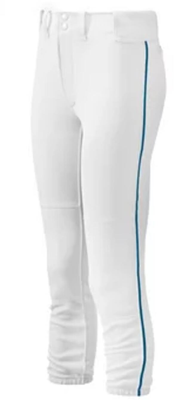 NWT Mizuno White Belted Piped Softball Pant Elastic Bottom Women's Size XS